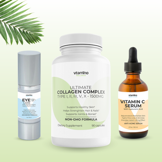 حزمة Vtamino لمكافحة الشيخوخة - Vtamino Eye Care + Vitamin C Serum + Collagen Complex
