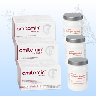 amitamin® Optimal Joints Bundle - Arthritis bekämpfen & Gelenke schützen - 3x arthro360 + 3x Kollagensystem (3 Monatsvorrat)