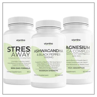 علاج Vtamino للتخلص من التوتر والقلق - Vtamino Stress Away + Ashwagandha + Magnesium Mega Complex