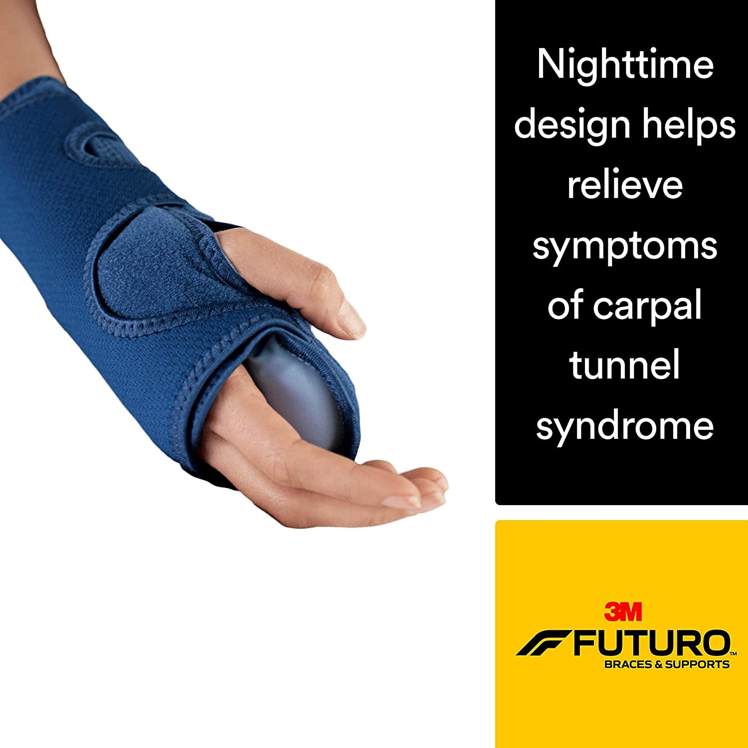 FUTURO Adjustable Night Wrist Support for Carpal Tunnel Relief, Breathable Material, Easy-to-Use Sleeve Design, Universal Fit (48462ENR)