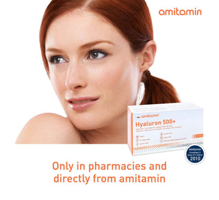 amitamin Hyaluron 500+ - High Dosage Vegan Hyaluronic Acid & vitamin C (90 Days Supply)