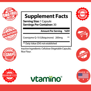 vtamino CoQ10 Ubichinon – Hohe Potenz für ultimative Vorteile (Vorrat für 30 Tage)