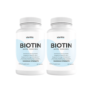 vtamino Biotin – 100 % reines Biotin 10.000 MCG – Haarwuchs (30 Tage Vorrat)