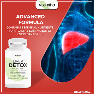 vtamino Liver Detox mit Mariendistel-Komplex zur Entgiftung (Vorrat für 30 Tage)