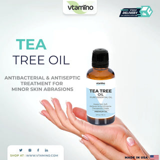 vtamino Teebaumöl (55 ml) – antibakterielle und antiseptische Behandlung für kleinere Hautabschürfungen (Vorrat für 55 Tage)