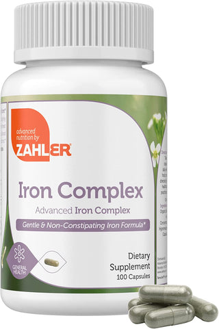 Iron Supplement with Vitamin C - Capsule Iron Pills for Women and Men - High Absorption, Easy on Stomach, Ferrous Iron Supplements with Vitamins C, B12, Folate & More - 100 Count