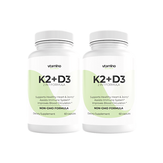 vtamino K2+D3 – 2 in 1 Unterstützt Herzgesundheit & Gelenke (30 Tage Vorrat)