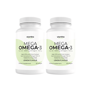 vtamino Mega Omega 3 Complex (Fischöl 1200 mg, Omega3 720 mg) (Vorrat für 30 Tage)