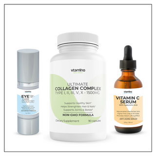 حزمة Vtamino لمكافحة الشيخوخة - Vtamino Eye Care + Vitamin C Serum + Collagen Complex